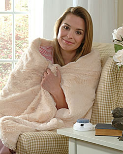 Faux Rabbit Fur Low Voltage Heated Throw