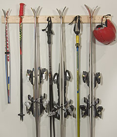 Wooden Wall Mounted Ski Storage Rack - 4 to 8 Pair