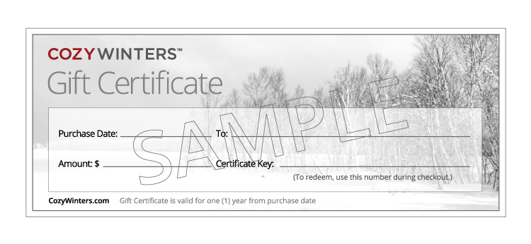 CozyWinters.com Gift Certificates
