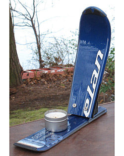 Snow Ski Candle Holder